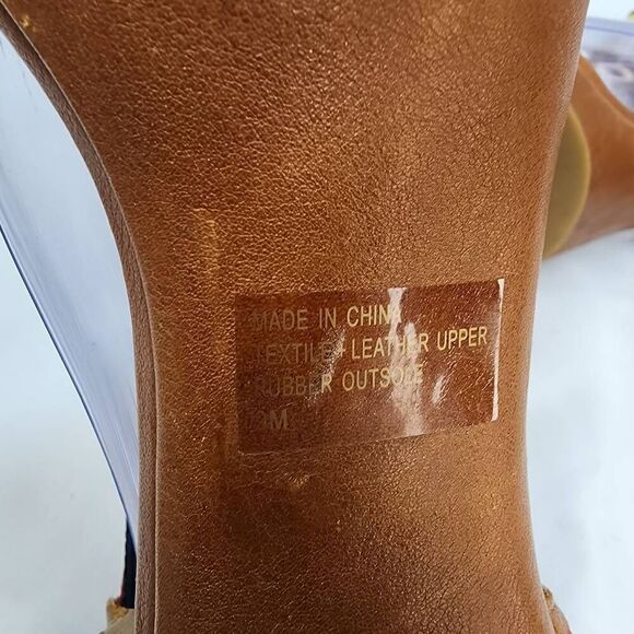 Michael Kors Size 9 Seaport T-Strap Luggage Leather High 4.5" Heels - Picture 7 of 8